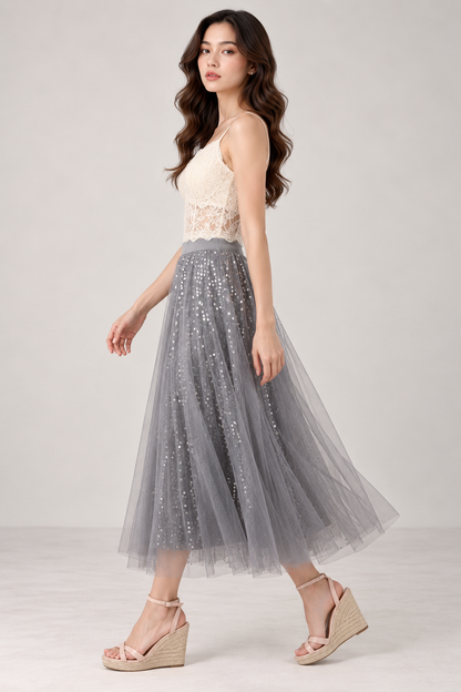 SOMERSET BAY - Sequin Tulle Midi Skirt