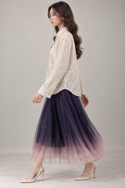SOMERSET BAY - Sheer Floral Embroidered Blouse