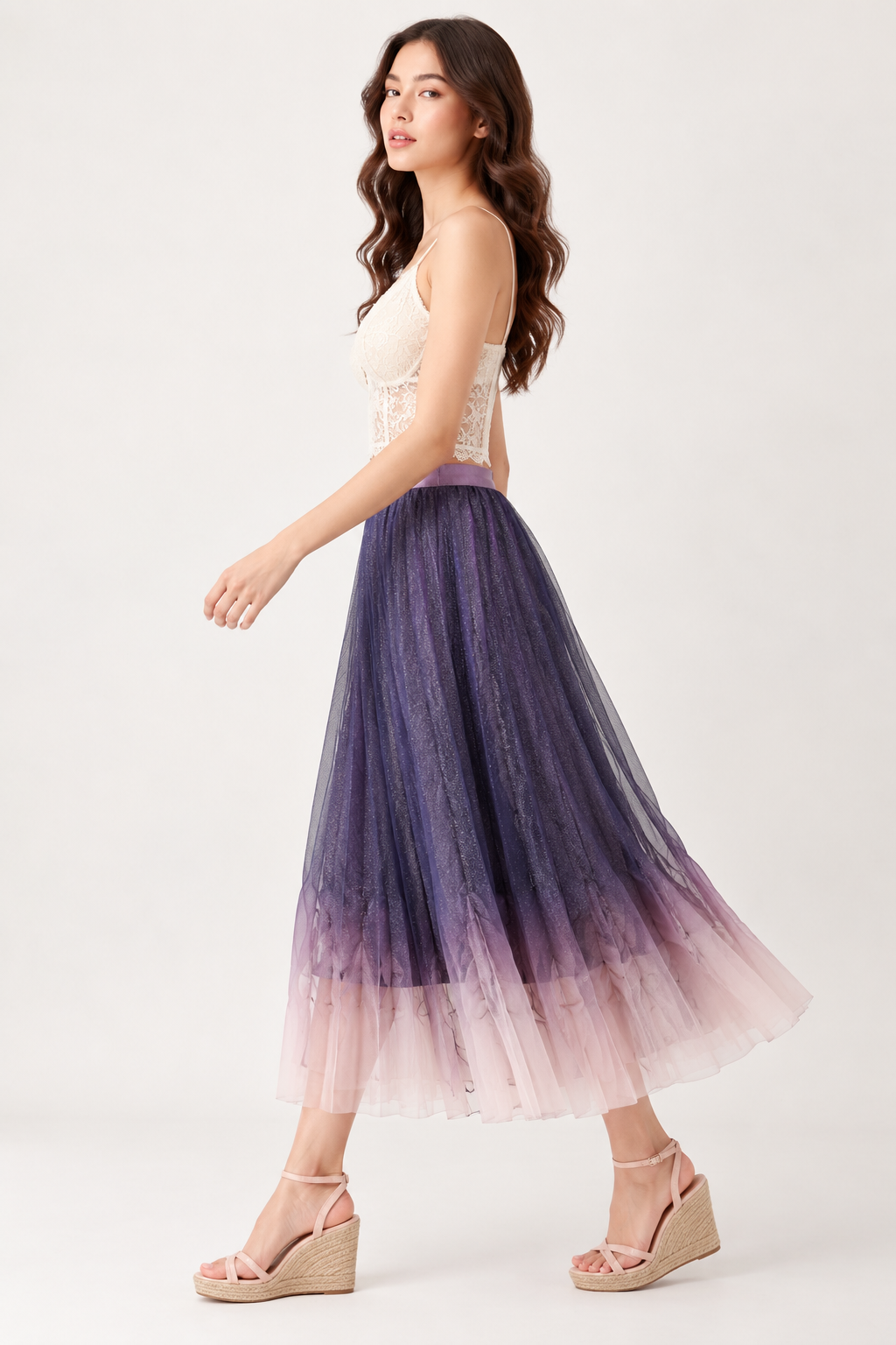 SOMERSET BAY - Amethyst Ombré Tulle Maxi Skirt