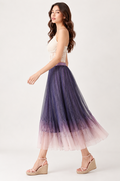 SOMERSET BAY - Amethyst Ombré Tulle Maxi Skirt
