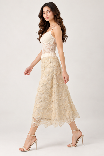 SOMERSET BAY - 3D Rosette Beaded Pencil Skirt