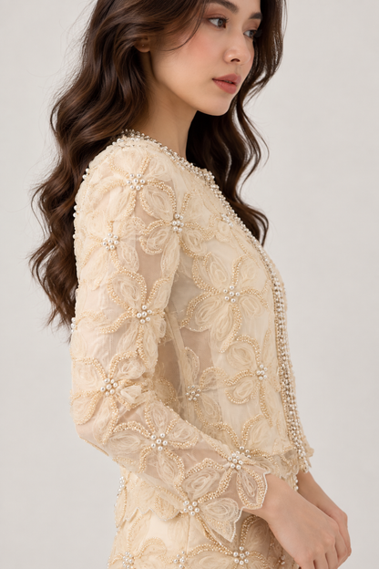 SOMERSET BAY - Pearl-Embellished Lace Cardigan