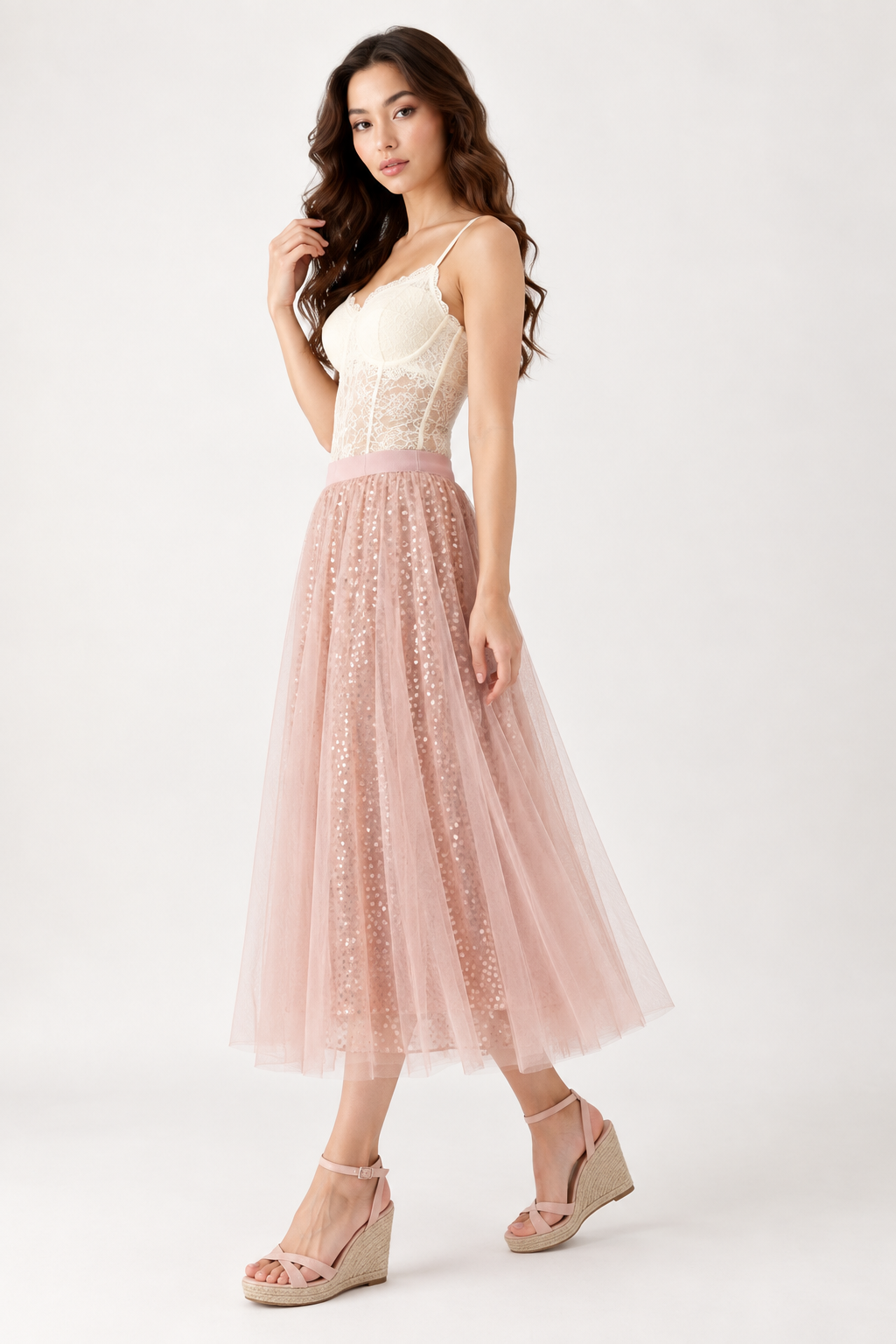 SOMERSET BAY - Sequin Tulle Midi Skirt