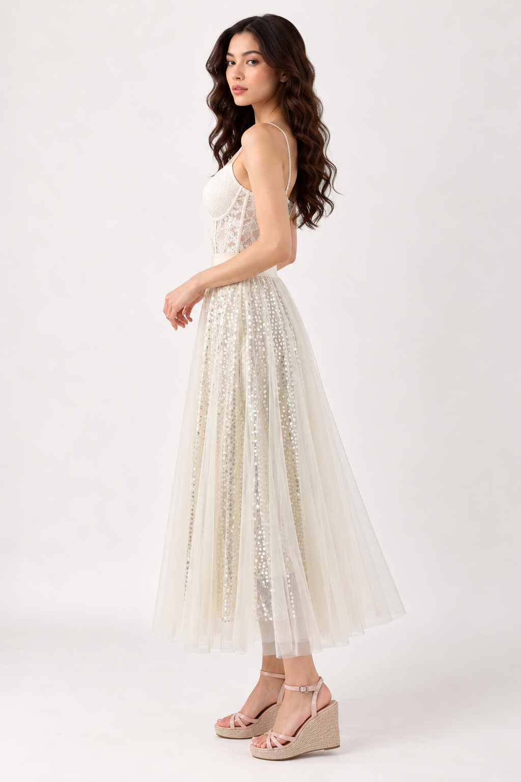 SOMERSET BAY - Sequin Tulle Midi Skirt