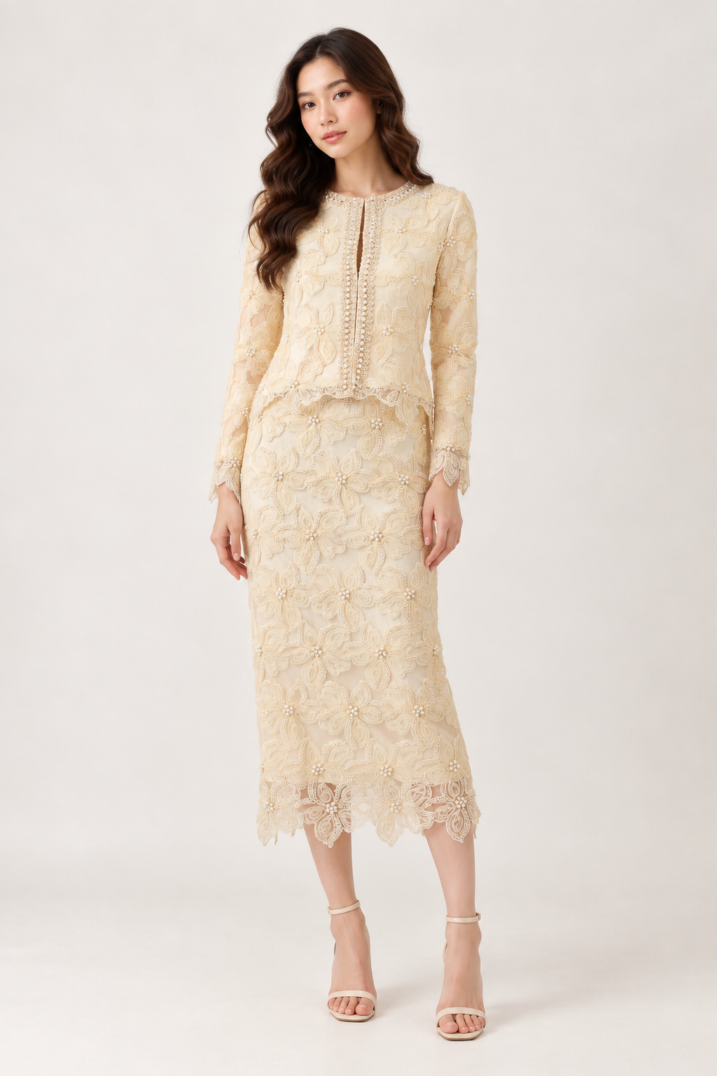SOMERSET BAY - Pearl-Embellished Lace Cardigan