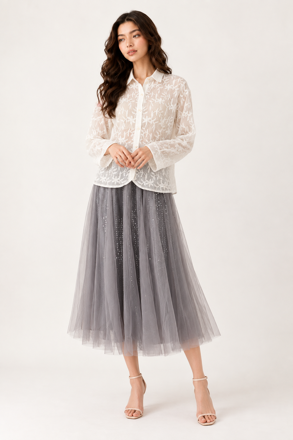 SOMERSET BAY - Sheer Floral Embroidered Blouse