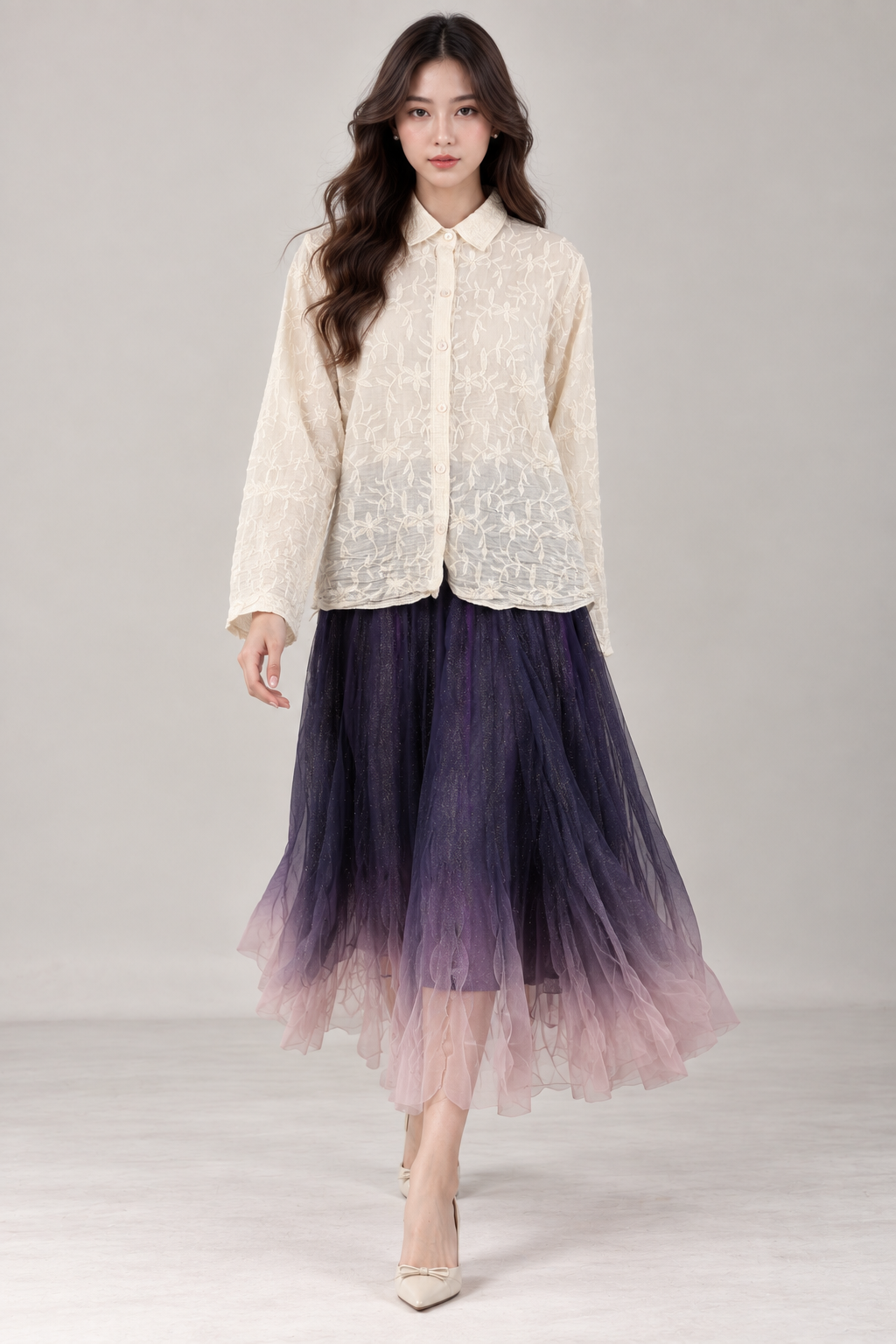 SOMERSET BAY - Sheer Floral Embroidered Blouse
