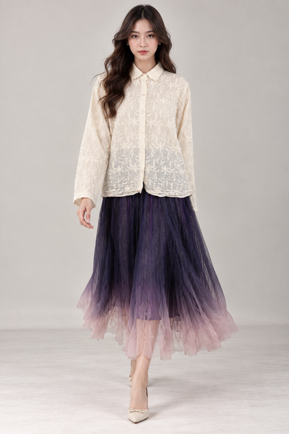 SOMERSET BAY - Sheer Floral Embroidered Blouse