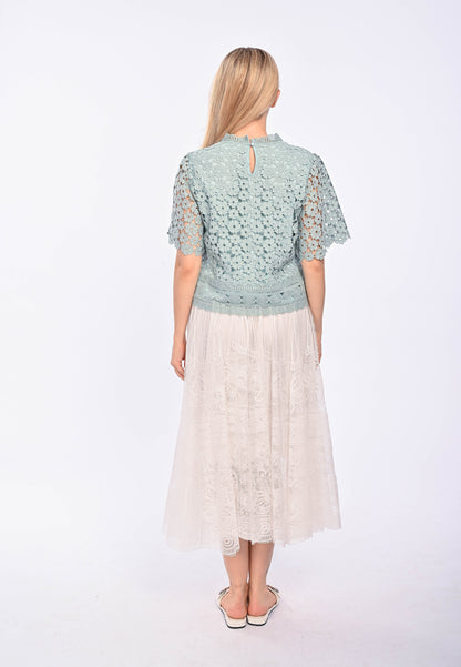 JOCELYN - Short sleeve lace blouse