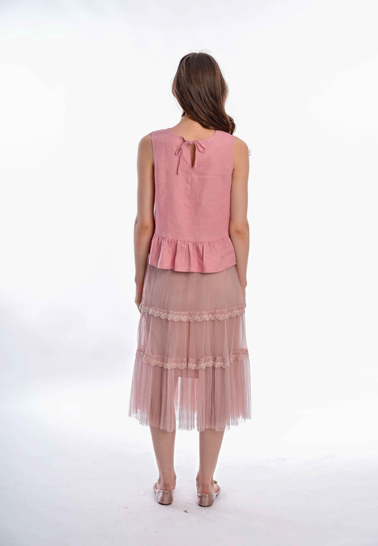 Somerset Bay - CHARLOTTE V NECK SLEEVE LESS LINEN BLOUSE