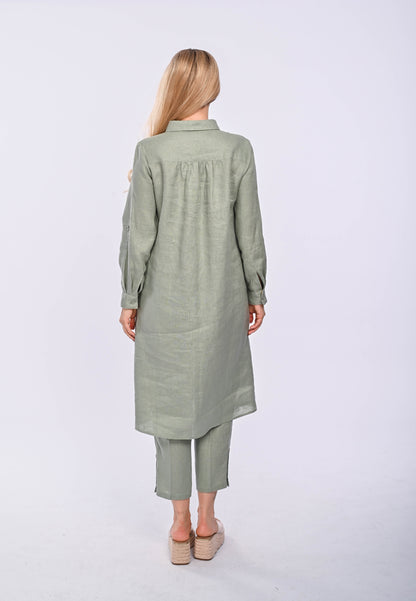 CELINE - Long sleeve midi linen dress