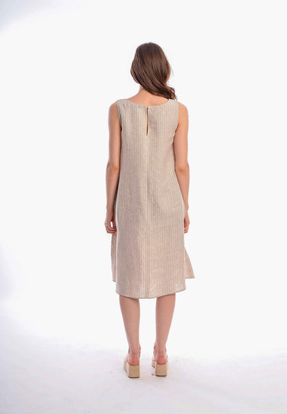 CAPE COD - ALANA LINEN STRIPE DRESS MIDI