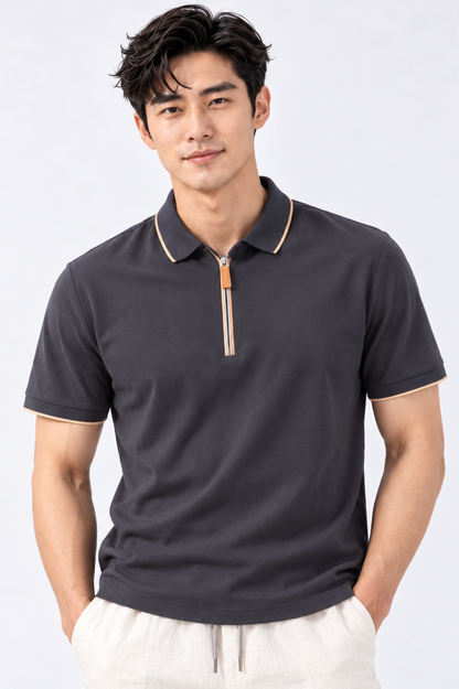CAPE COD - Men’s Tipped-Collar Quarter-Zip Polo