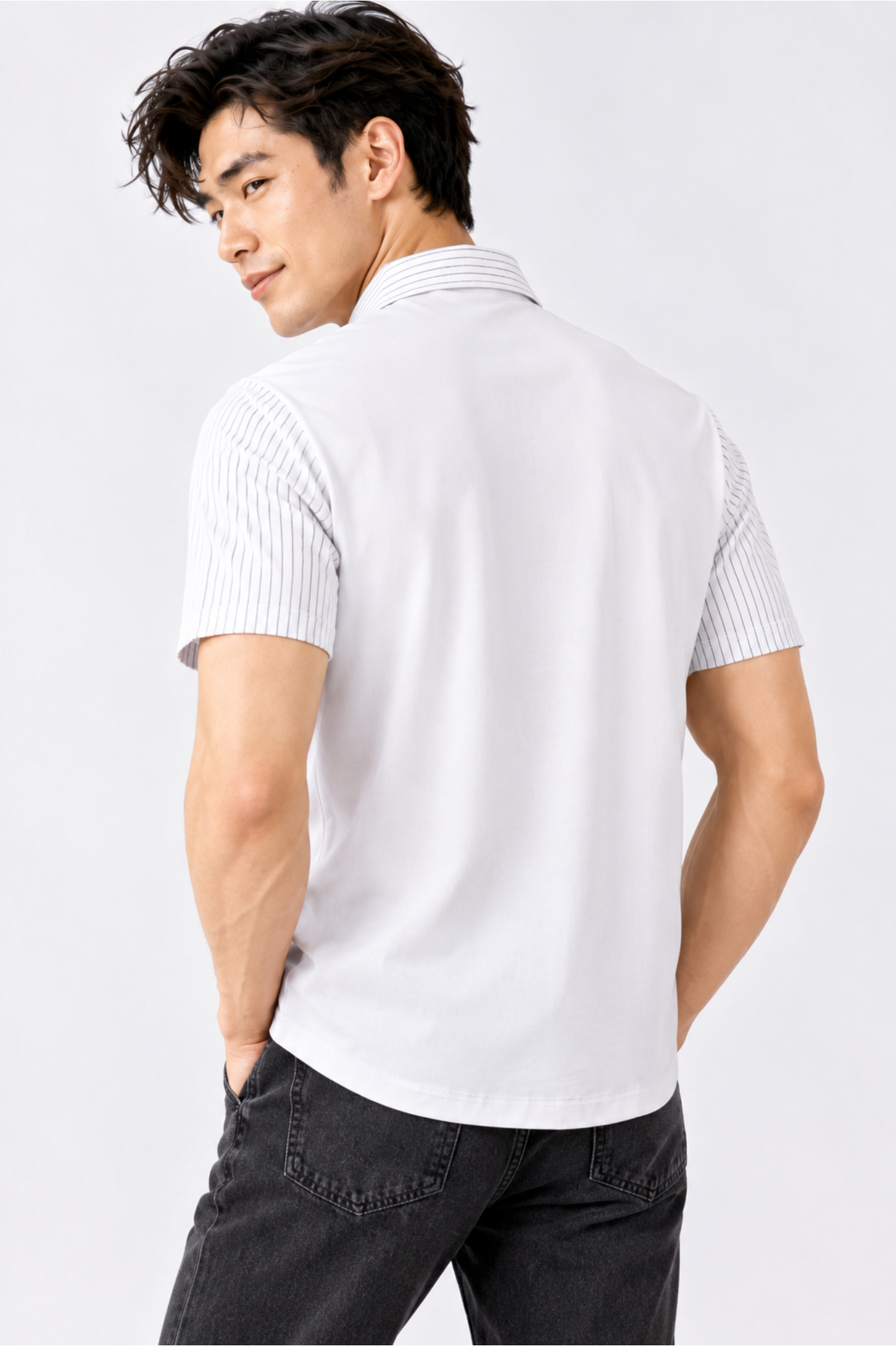 CAPE COD - Men’s Pinstripe-Sleeve Quarter-Zip Polo