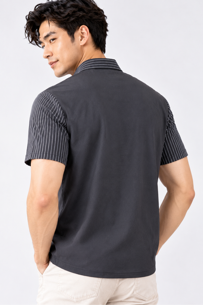CAPE COD - Men’s Pinstripe-Sleeve Quarter-Zip Polo