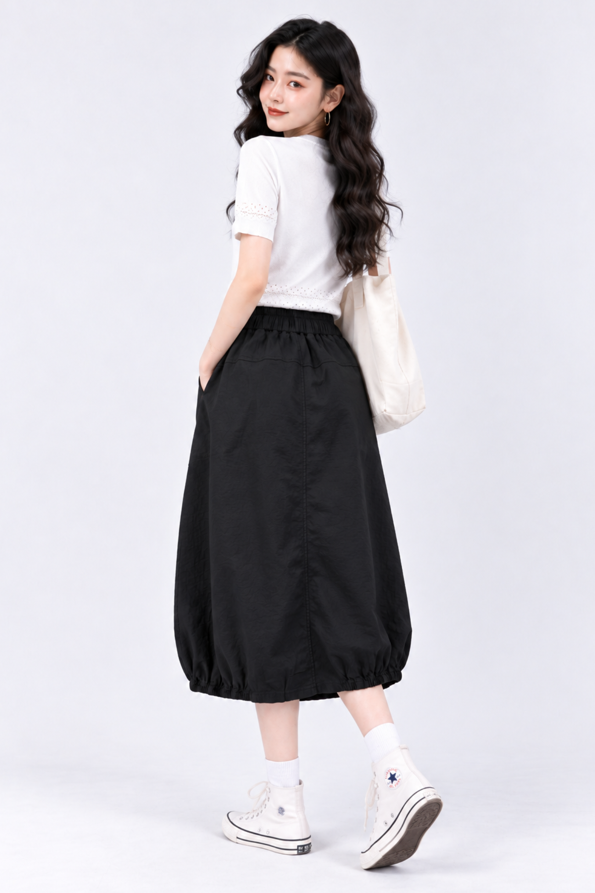 CAPE COD - Balloon Hem Midi Skirt