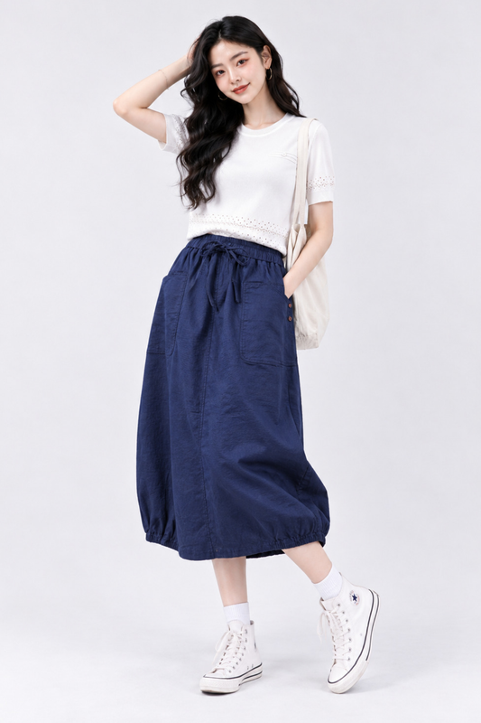 CAPE COD - Balloon Hem Midi Skirt