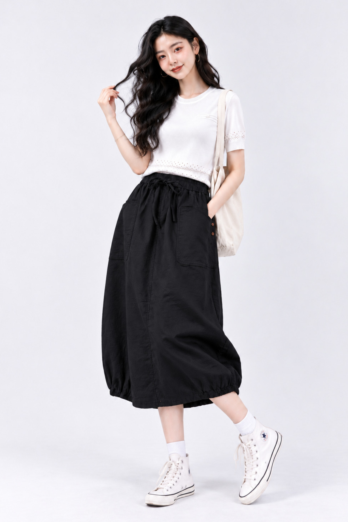 CAPE COD - Balloon Hem Midi Skirt