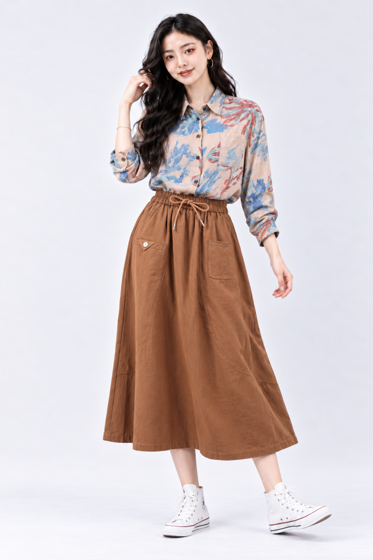 CAPE - COD A-Line Drawstring Midi Skirt