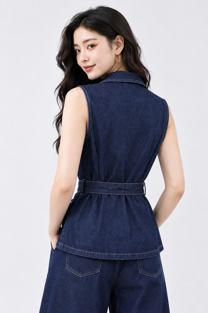 CAPE COD - Belted Denim Waistcoat