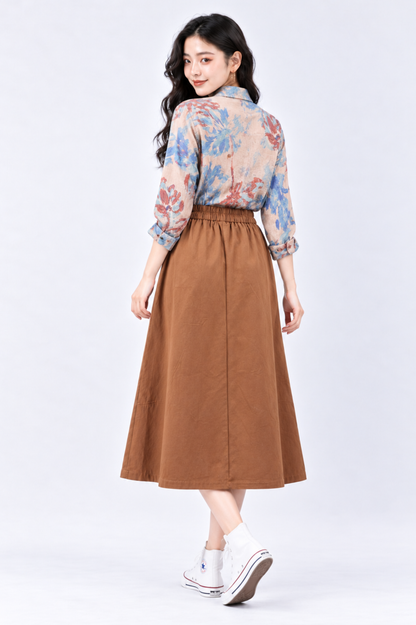 CAPE - COD A-Line Drawstring Midi Skirt