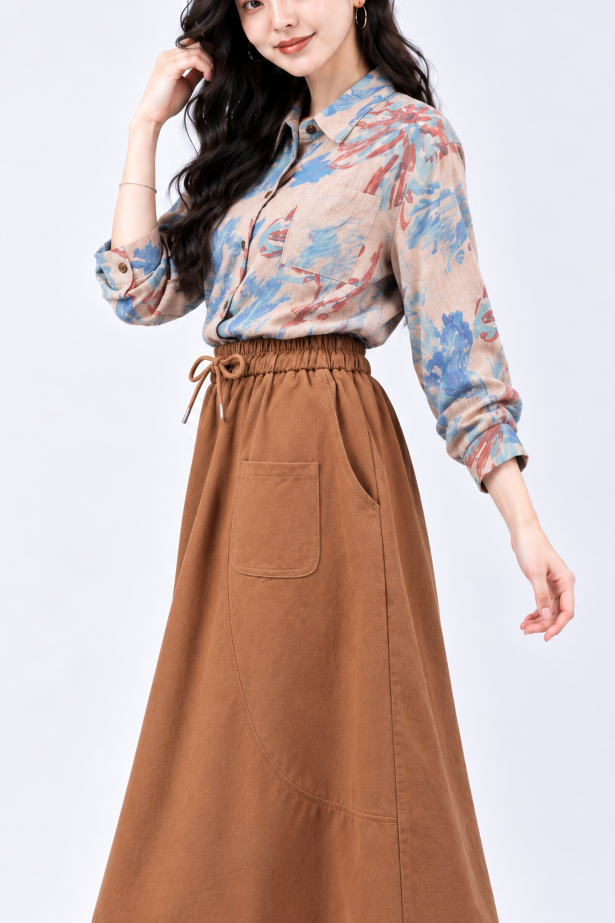 CAPE - COD A-Line Drawstring Midi Skirt
