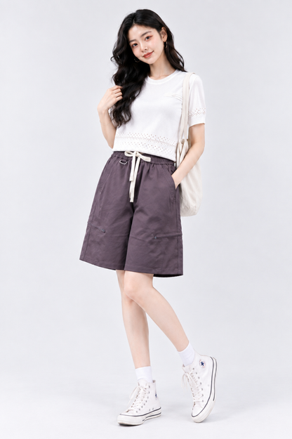 CAPE COD - Wide-Leg Zip Pocket Shorts