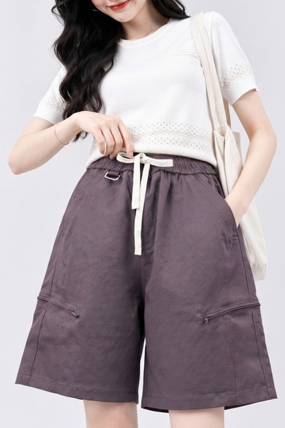 CAPE COD - Wide-Leg Zip Pocket Shorts