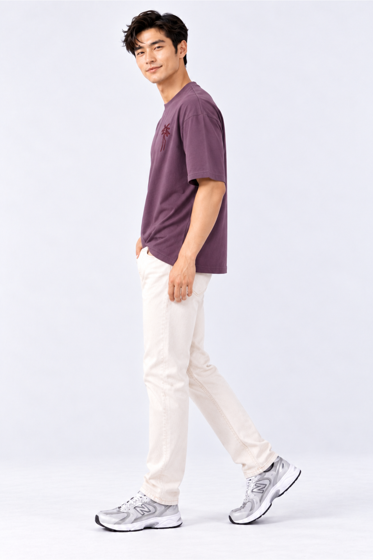 CAPE COD - Embroidered Palm Tree Oversized Tee