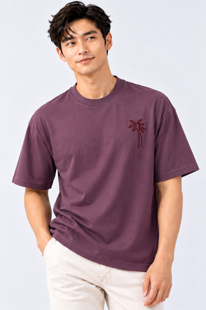 CAPE COD - Embroidered Palm Tree Oversized Tee