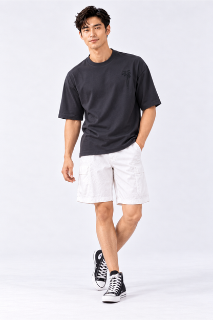CAPE COD - Embroidered Palm Tree Oversized Tee