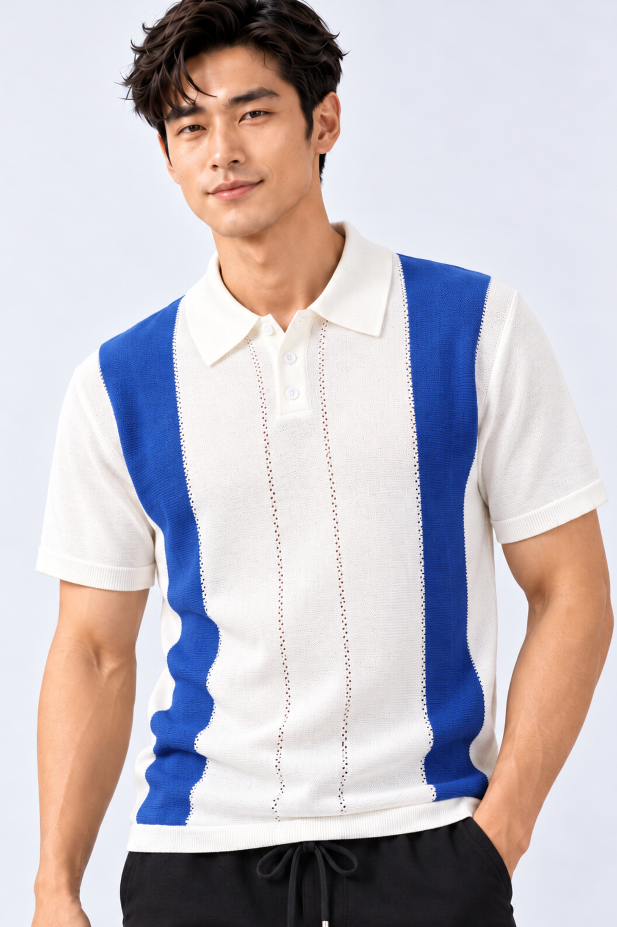 CAPE COD - Men’s Pointelle Retro Polo Shirt