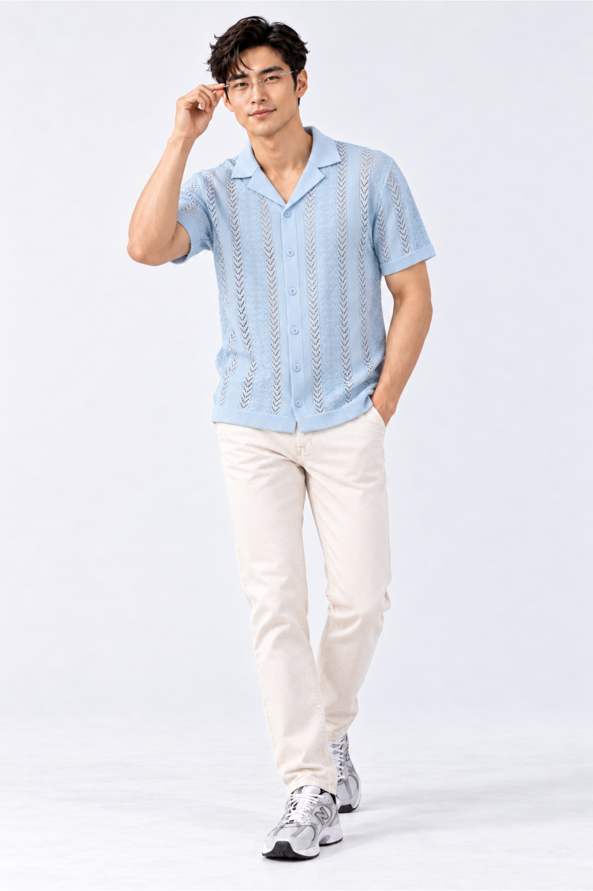 CAPE COD - Men’s Openwork Camp Collar Cardigan Shirt