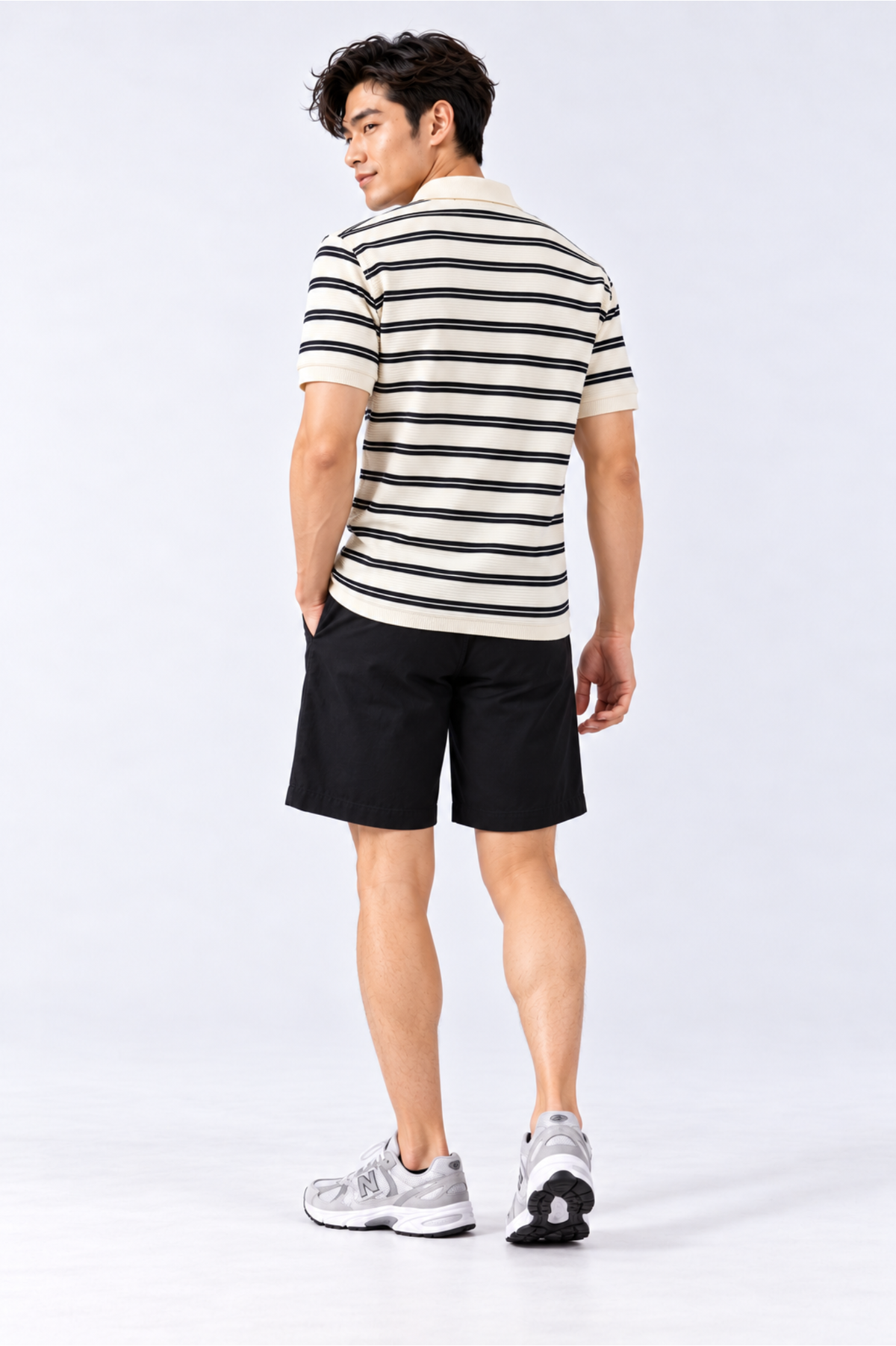 CAPE COD - Men's Textured Striped Quarter-Zip Polo