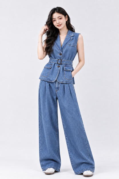 CAPE COD - Belted Denim Waistcoat