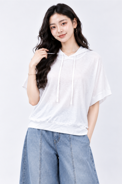 CAPE COD - Lightweight Sheer Short-Sleeve Hooded Tee