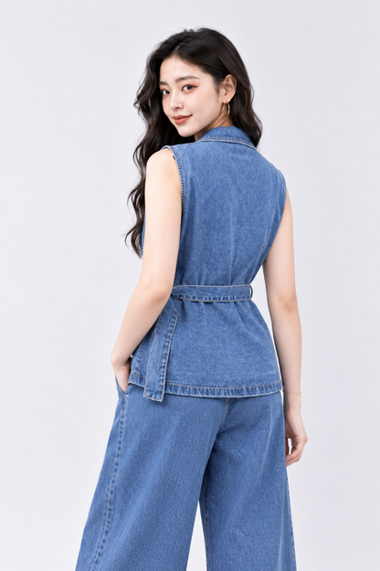 CAPE COD - Belted Denim Waistcoat