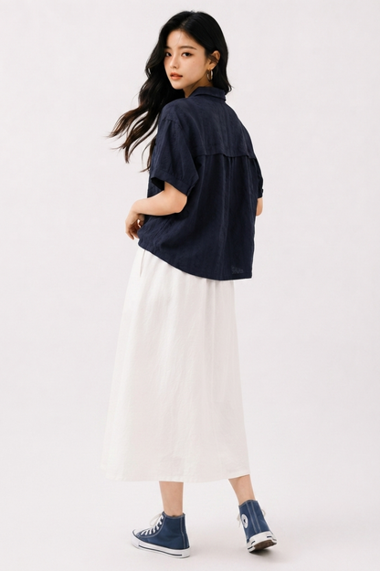 CAPE COD - SHORT SLEEVE COLLAR BLOUSE