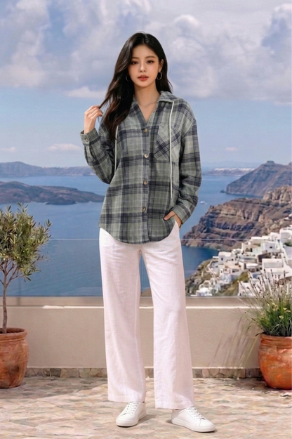 CAPE COD - LONG SLEEVE WOVEN HOODIE SHIRT