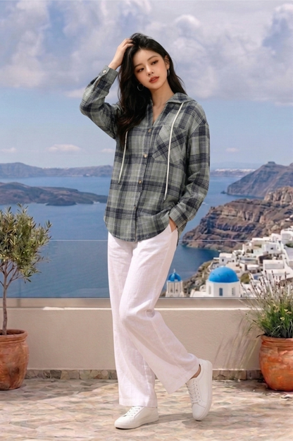 CAPE COD - LONG SLEEVE WOVEN HOODIE SHIRT
