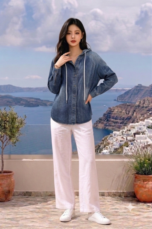 CAPE COD - LONG SLEEVE DENIM HOODIE JACKET