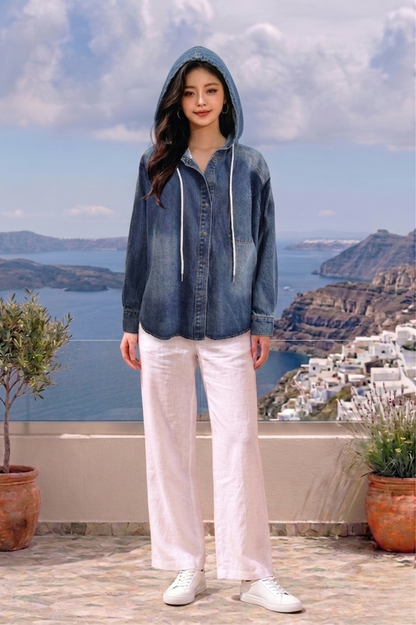 CAPE COD - LONG SLEEVE DENIM HOODIE JACKET
