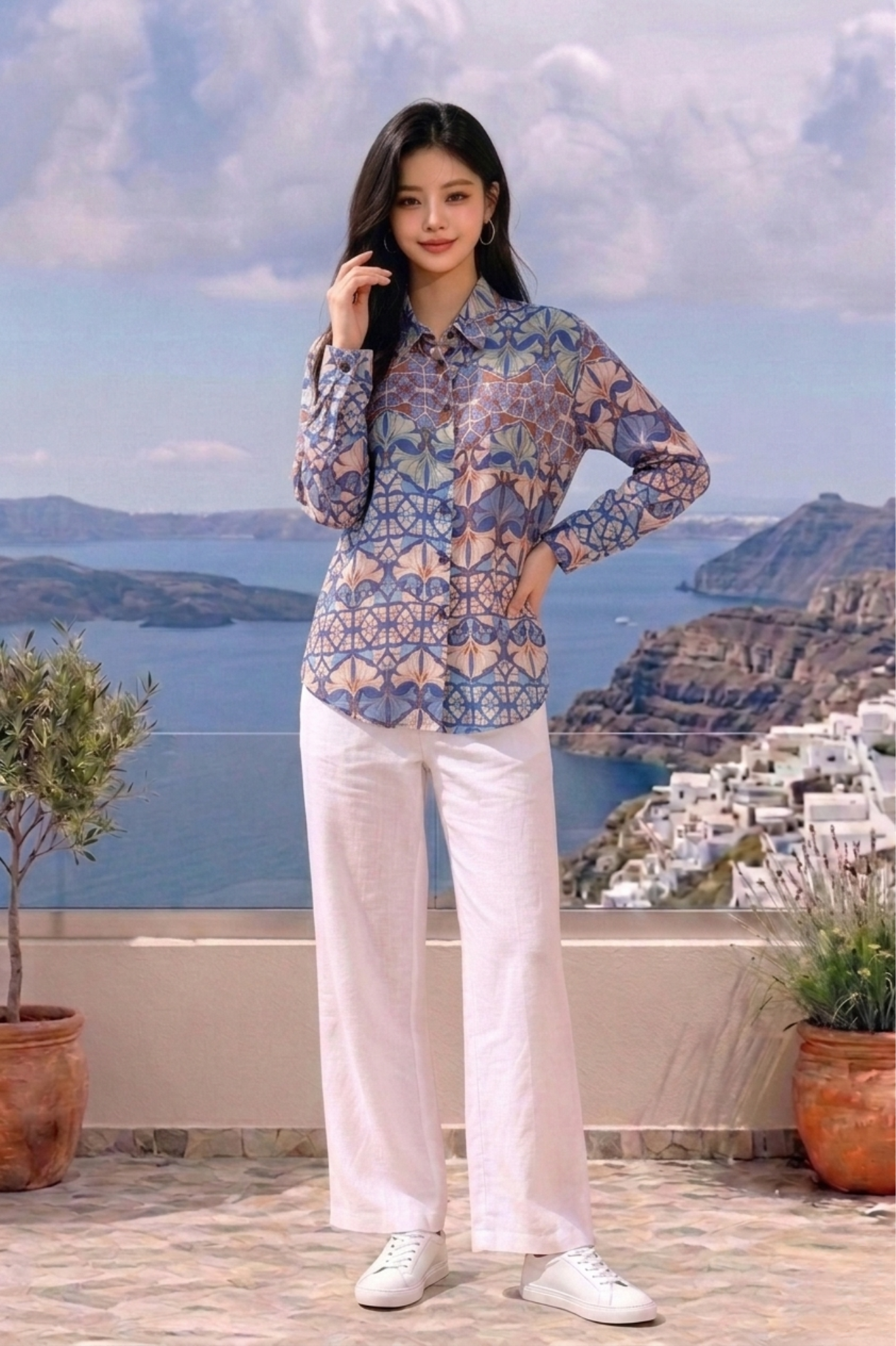 CAPE COD - LONG SLEEVE COLLAR BLOUSE