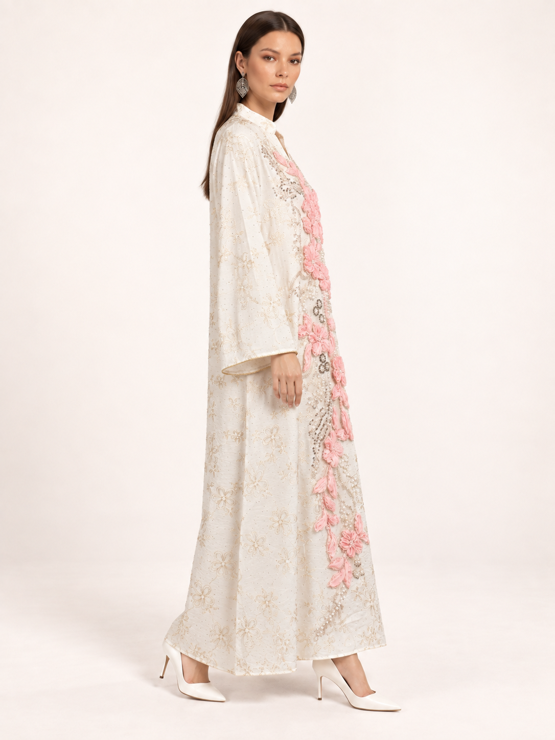 East India Company - Nova, Embroidered Long Dress - White