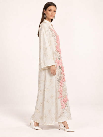 East India Company - Nova, Embroidered Long Dress - White