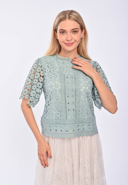 JOCELYN - Short sleeve lace blouse