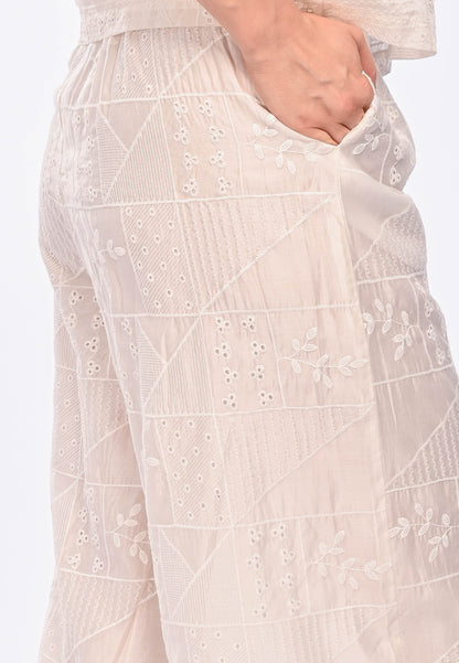 SHILOH - Schiffli flare long pants