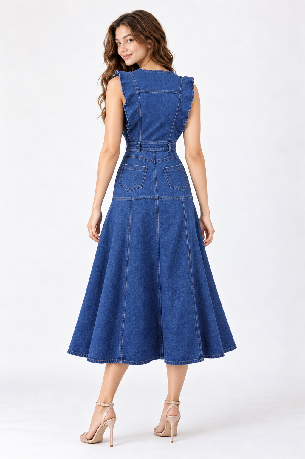 SOMERSET BAY - Denim Ruffle Midi Dress