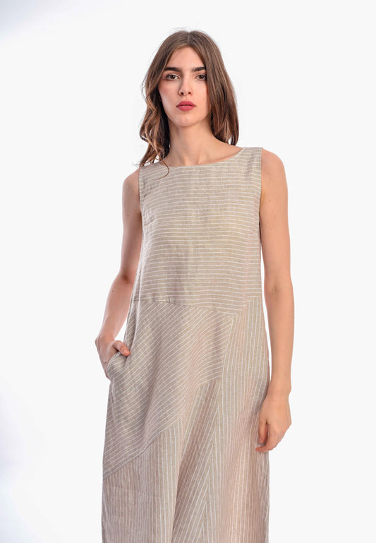 CAPE COD - ALANA LINEN STRIPE DRESS MIDI