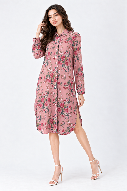 SOMERSET BAY - Rose Pink Floral Tunic Shirt